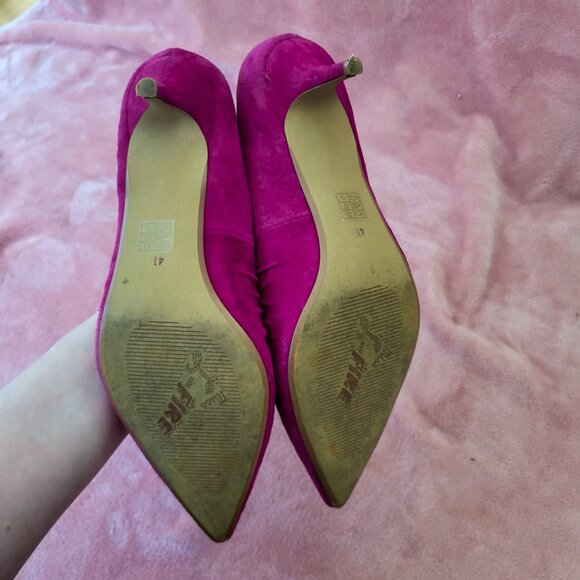 Miss L Fire 'Marilyn' Pointed Toe Suede Stiletto Fuchsia Pink Size 41 / 10 - Picture 9 of 11